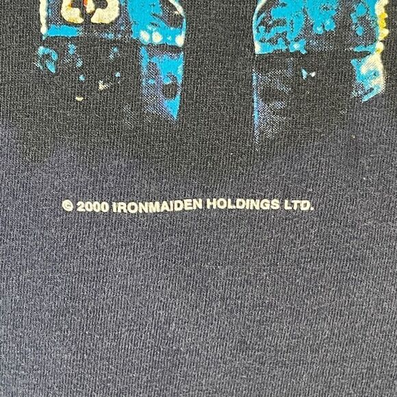 Vintage All Sport Blue Iron Maiden 2000 Brave New World Band Boxy T-Shirt Size X - Picture 2 of 6